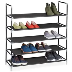 Relaxdays 2 x Schuhregal 20 Paar Schuhe schwarz Schwarz