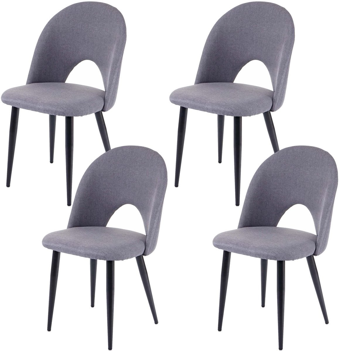Set van 4 MCW eetkamerstoelen MCW-D73 in donkergrijs textiel