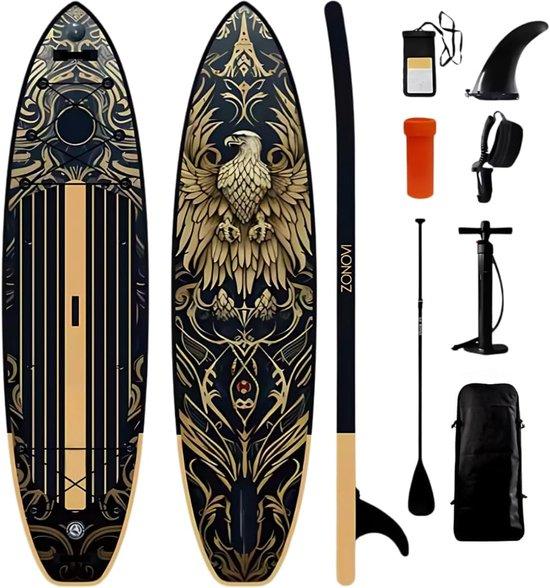 Famanu aufblasbares Stand Up Paddle Board mit Komplettset - 320x81cm, Gelb Schwarz