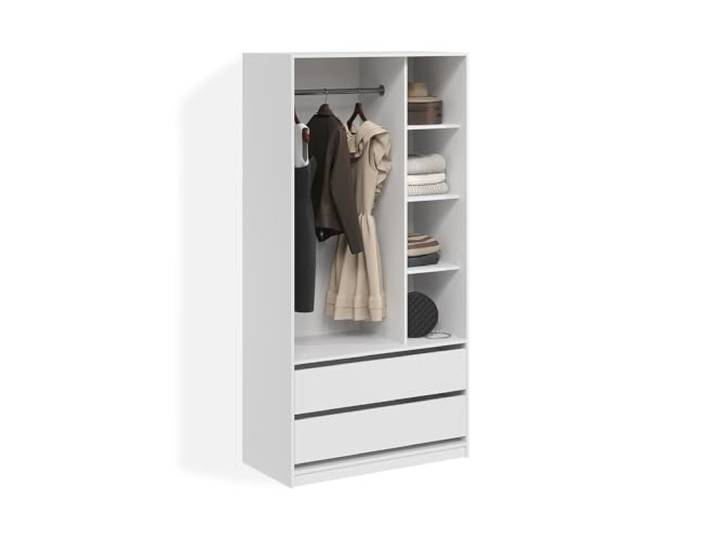 Livinity Kleiderschrank Trento , Weiß 100 x 200 cm mit 2 Schubladen