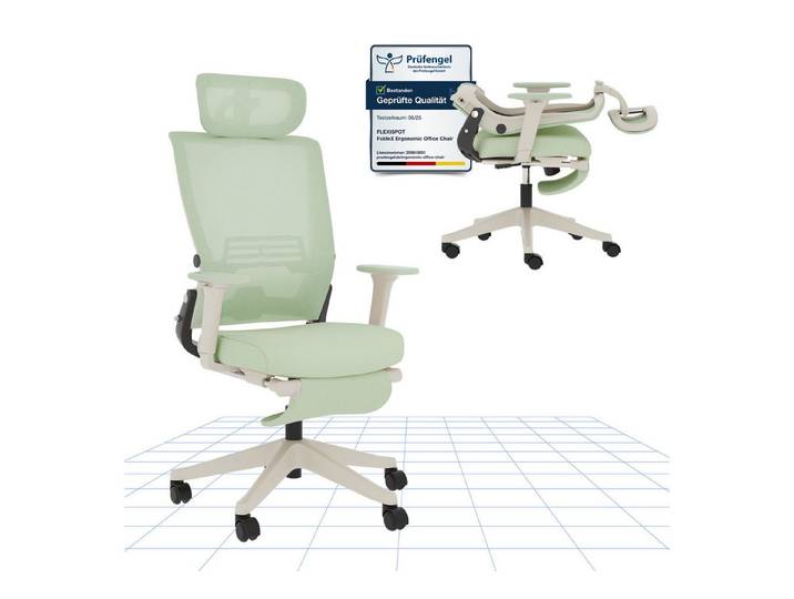 FLEXISPOT Bürostuhl Foldex Ergonomischer Bürostuhl – Ideal für Büro & Mittagspause (2D-Kopfstütze, Schreibtischstuhl mit Fußstütze – Perfekt für Home-Office & Entspannung), Faltbar, in verschiedenen Farben erhältlich, 90°-135° neigbar