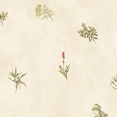 Herb Sidewall Hampton 32.7 Ft. x 20.5 In. Vinyl Brown Leaves And Floral Toile Wallpaper Covering