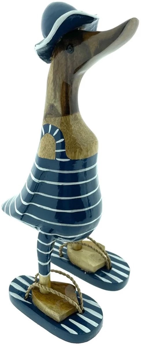 Houten Eend Nout - Donkerblauw en Wit - Maat M