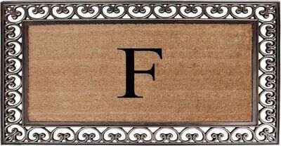 A1 Home Collections Rubber Coir Classic Paisley Border Monogrammed Welcome Entrance Doormat
