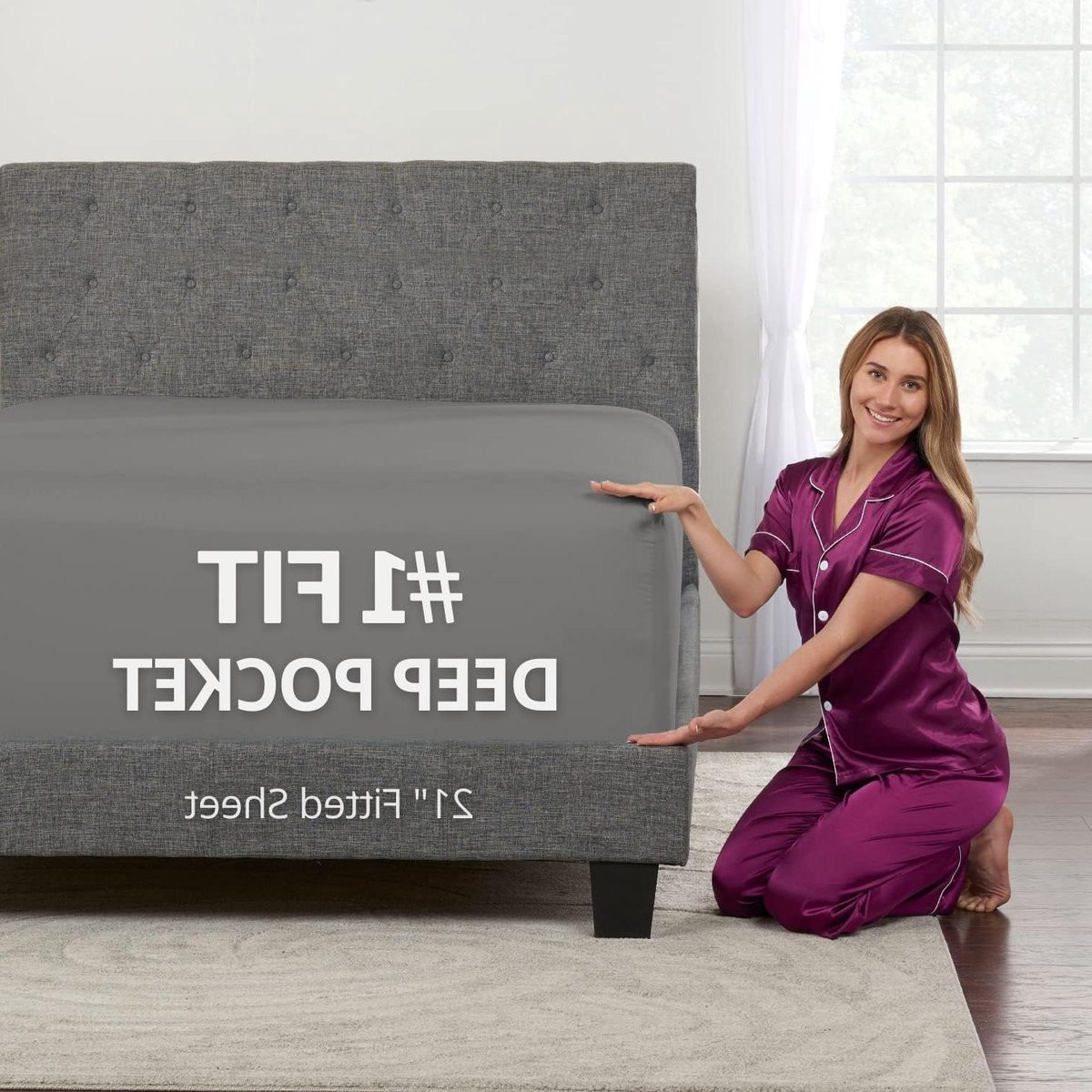 Grijs Hoeslaken Queen Extra Deep met diepe zakken voor extra comfortabel slapen