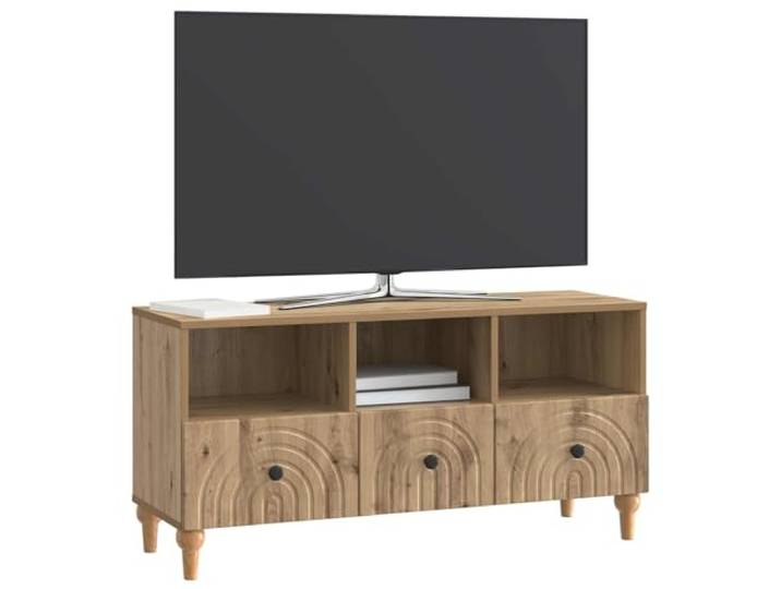 GKHPYURE TV-Schrank Eiche Handwerk 102 x 34,5 x 50 cm Technisches Holz, 3 Schubladen, Regale, vielseitige Aufbewahrung, moderner Stil