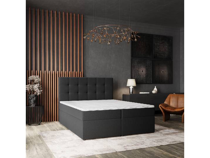 Masseno Boxspringbett PALMA mit Bettkästen 140x200 cm - Schwarz, SORO 100