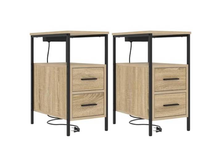 Coespram 2er Set Nachttische Sonoma-Eiche 30x48x61cm Holzwerkstoff Praktischer Beistellschrank fürs Schlafzimmer mit 4 leichtgängigen Schubladen für griffbereite Utensilien.
