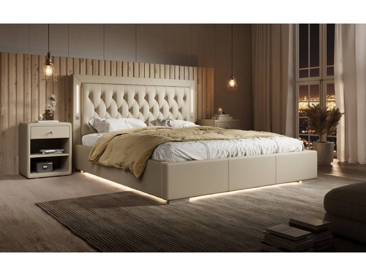 Designer Polsterbett Rio inkl. RGB, USB und Stauraum - 160x200 - Schwarz - Luxusbetten24