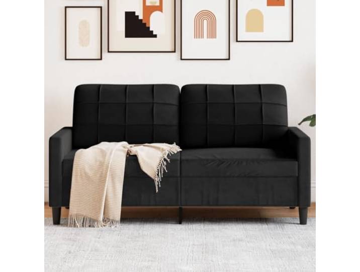 HEFZGDB 2-Sitzer-Sofa Schwarz 140 cm Samt Modernes Metallgestell Bequem Entspannen Wohnzimmer Sofa Gemütlich Stilvoll