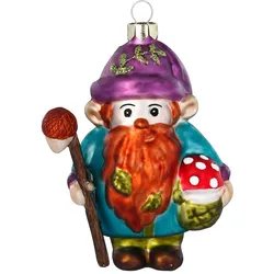 Holly & Jolly 1 Christbaumschmuck Glas 9cm Zauberer Figur Weihnachtsbaum Anhänger Christbaumanhänger Weihnachtsbaumschmuck Weihnachtsdeko Glasfigur Bunt