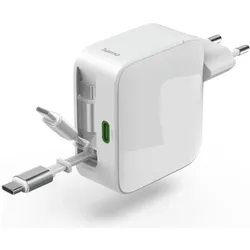 Hama Schnellladegerät, GaN, 2x USB-C (65 W, 2 Ports), USB Ladegerät, Weiss