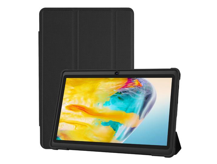 Pritom Tablette PC 7 pouces, Quad Core Android 13, 4 Go (2 + 2 Go virtuel) RAM 32 Go ROM, WiFi, double caméra, USB C, avec étui en cuir