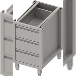 Stalgast Unterschrank Boxversion 2.0, für Beine/Sockelrahmen, mit drei Schubladen 450x540x660 mm