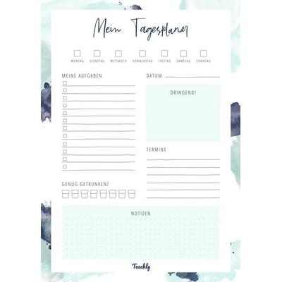 Teachly Tagesplaner A4, undatiert, 50 Blatt, Mint