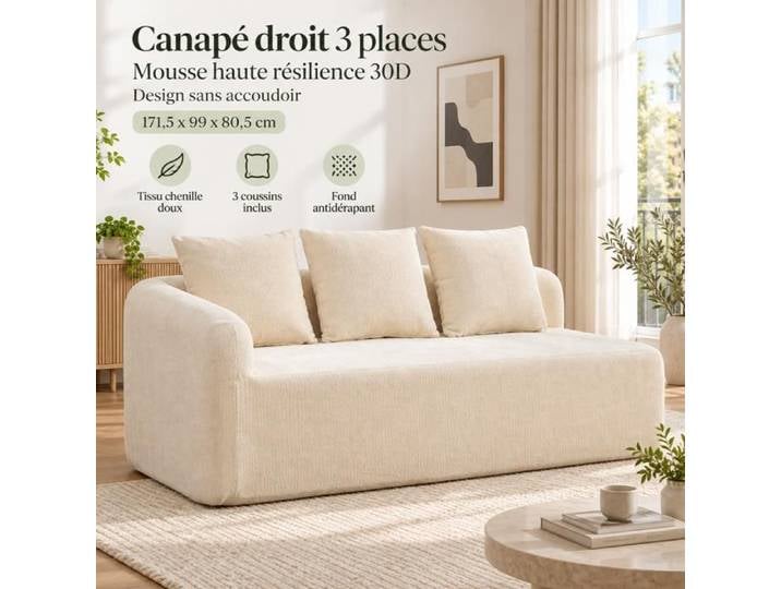 Canapé - SOGEU - W3633P463973 - Chenille - Modulable - Confort moelleux