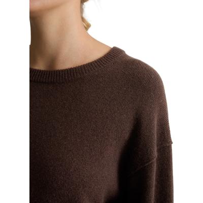 Strickpullover MARC O'POLO DENIM "mit weicher Haptik", Damen, Gr. S, braun (espresso braun), Obermaterial: 100% Schurwolle, unifarben, Rundhals, Pullover Strickpullover