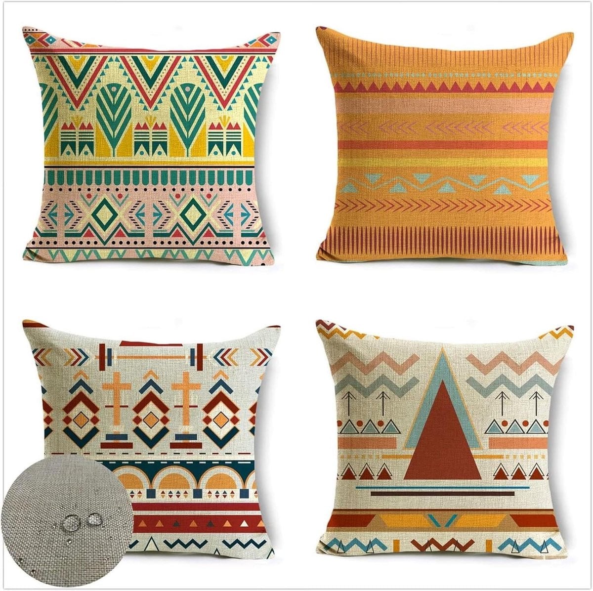 Set van decoratieve waterafstotende kussenhoezen van linnen, 45 x 45 cm