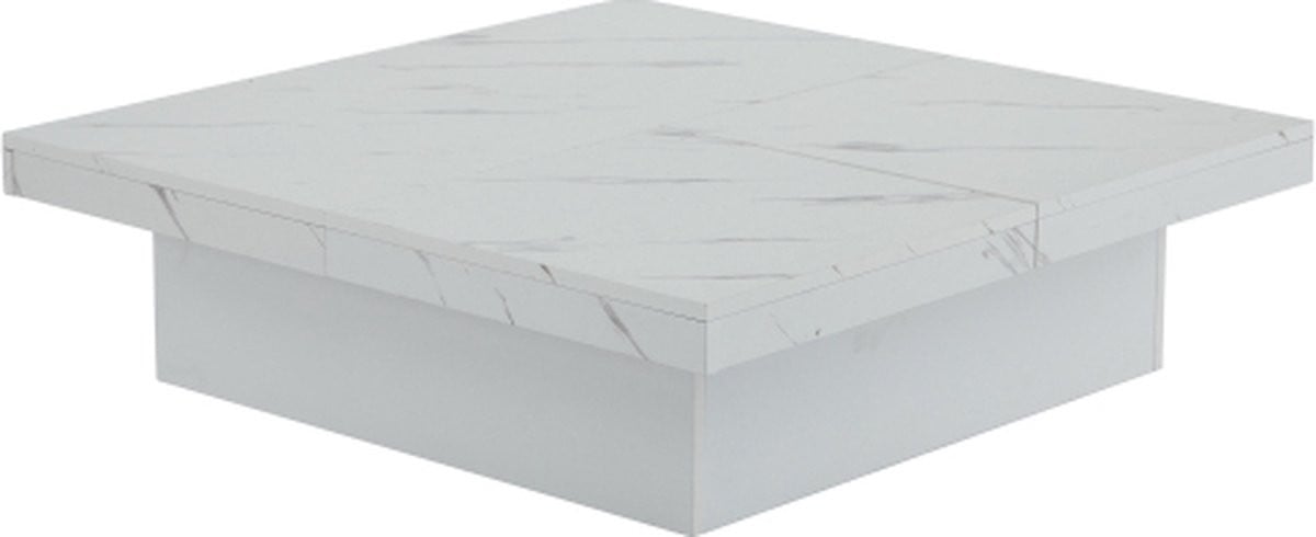 Witte Vierkante Salontafel met Marmerlook en Liftmechanisme