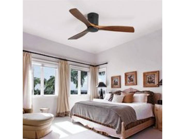 FLASIDU Ventilateur Plafonnier Silencieux 3 Pales en Bois Ventilateur de Plafond Sans Lumière pour Salon Télécommande 52.01 pouces