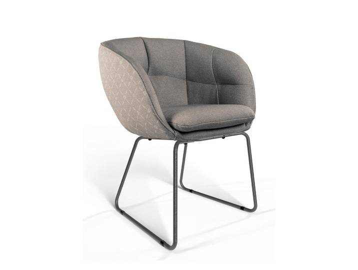 Dieter Knoll Armlehnstuhl, Graubraun, Graphik, Kufe, Rundrohr, 62x81x63 cm, Beinauswahl, Stoff-/Lederauswahl, Esszimmer, Stühle, Esszimmerstühle, Armlehnenstühle
