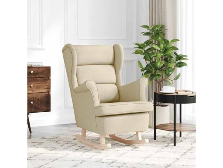 WHOPBXGAD Polyester Polsterung Schaukelsessel Modern Creme 74x90x102 cm Schaukelsessel Creme 74x90x102 cm Stoff, bequemer Relaxsessel mit Polsterung für Wohnzimmer und Büro, belastbar bis 110 kg