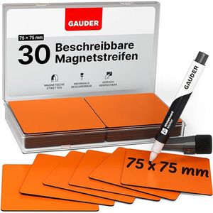 Gauder Magnetschilder ME-75x75, orange, 75 x 75 mm, für Handbeschriftung, 30 Stück