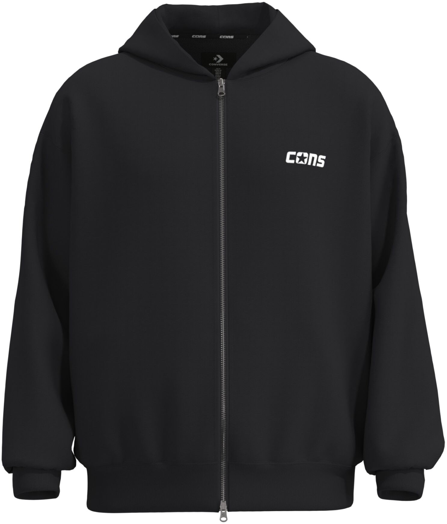 Converse Sudadera de hombre Oversized Cons Fz Hoodie .  (XL) Negro