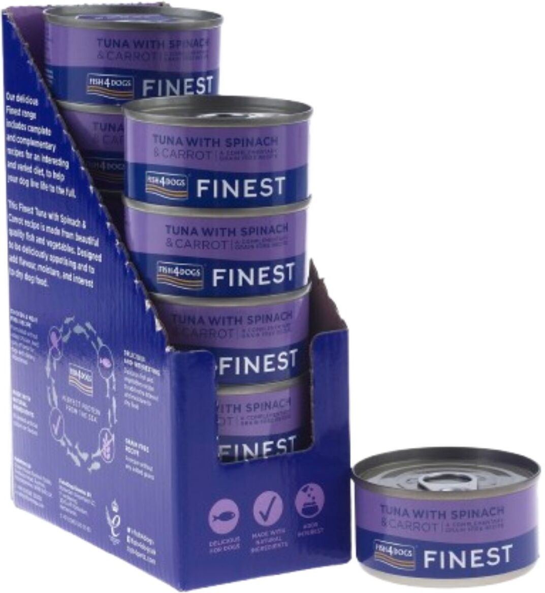Fish4Dogs Finest Alimento Umido per Cani Tonno con Carote e Spinaci 85 g