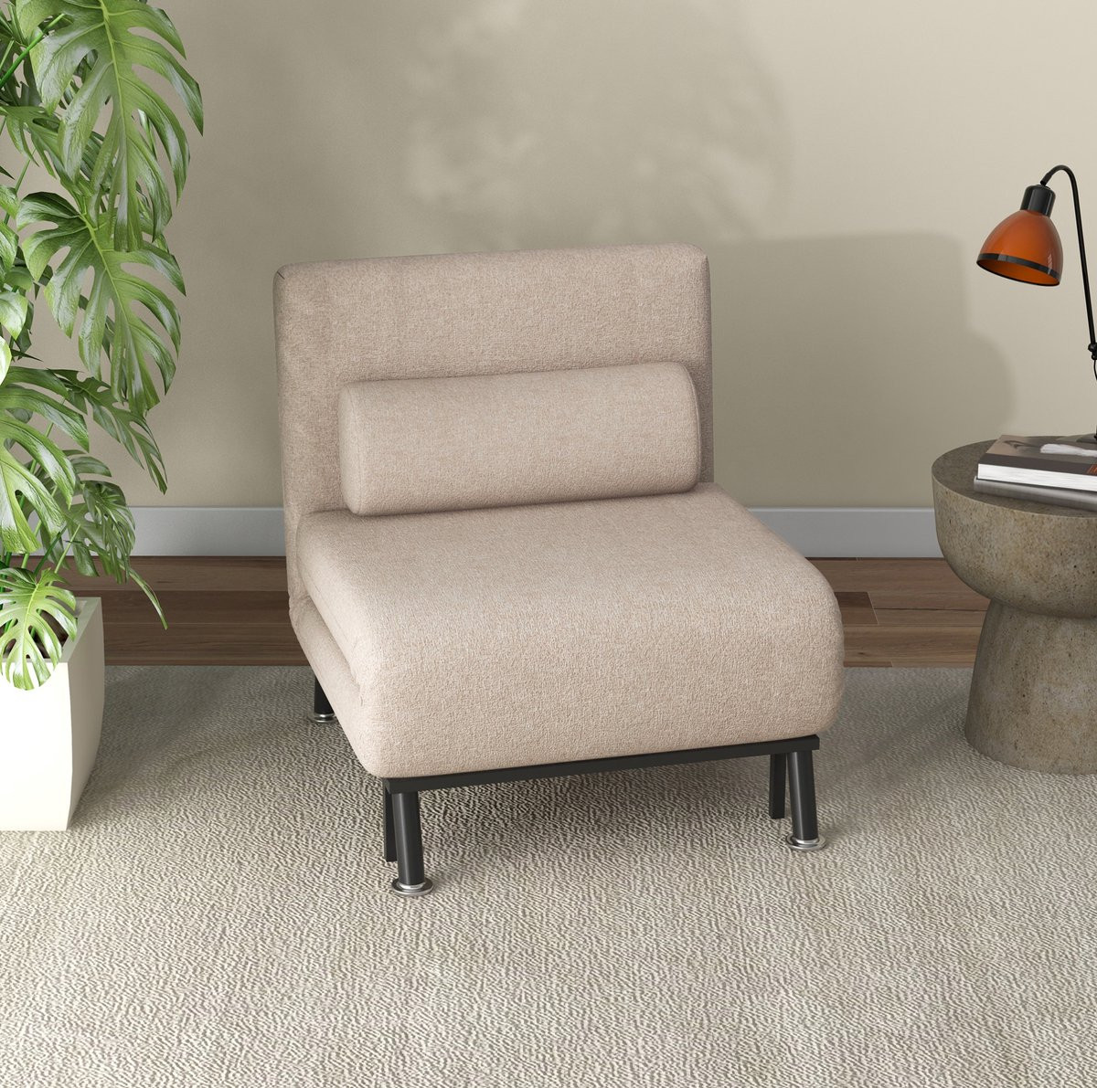 MODFU Slaapfauteuil met bedfunctie - Modern - Beige - Polyester