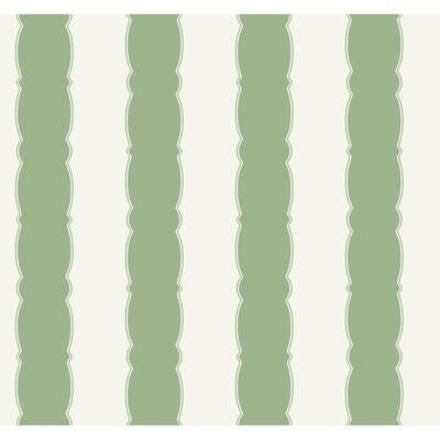 York Wallcoverings Scalloped Stripe Green Wallpaper