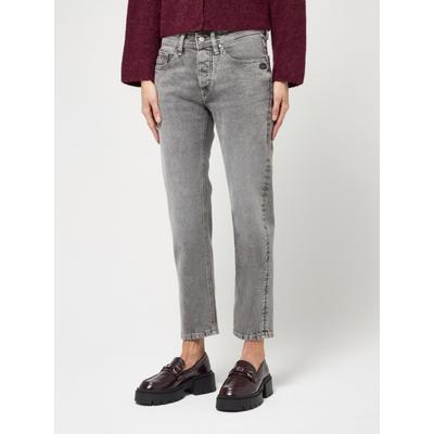 Boyfriend-Jeans GANG "94NICA CROPPED", Damen, Gr. 32, N-Gr, grau (pepper grau), Denim/Jeans, Obermaterial: 98% Baumwolle, 2% Elasthan, bequem knöchelfrei, Jeans, mit geraden und verkürzten Beinverlauf