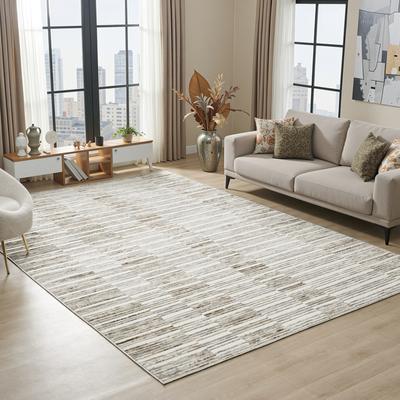 KALATY Vera Beige Textured Blocks Area Rug