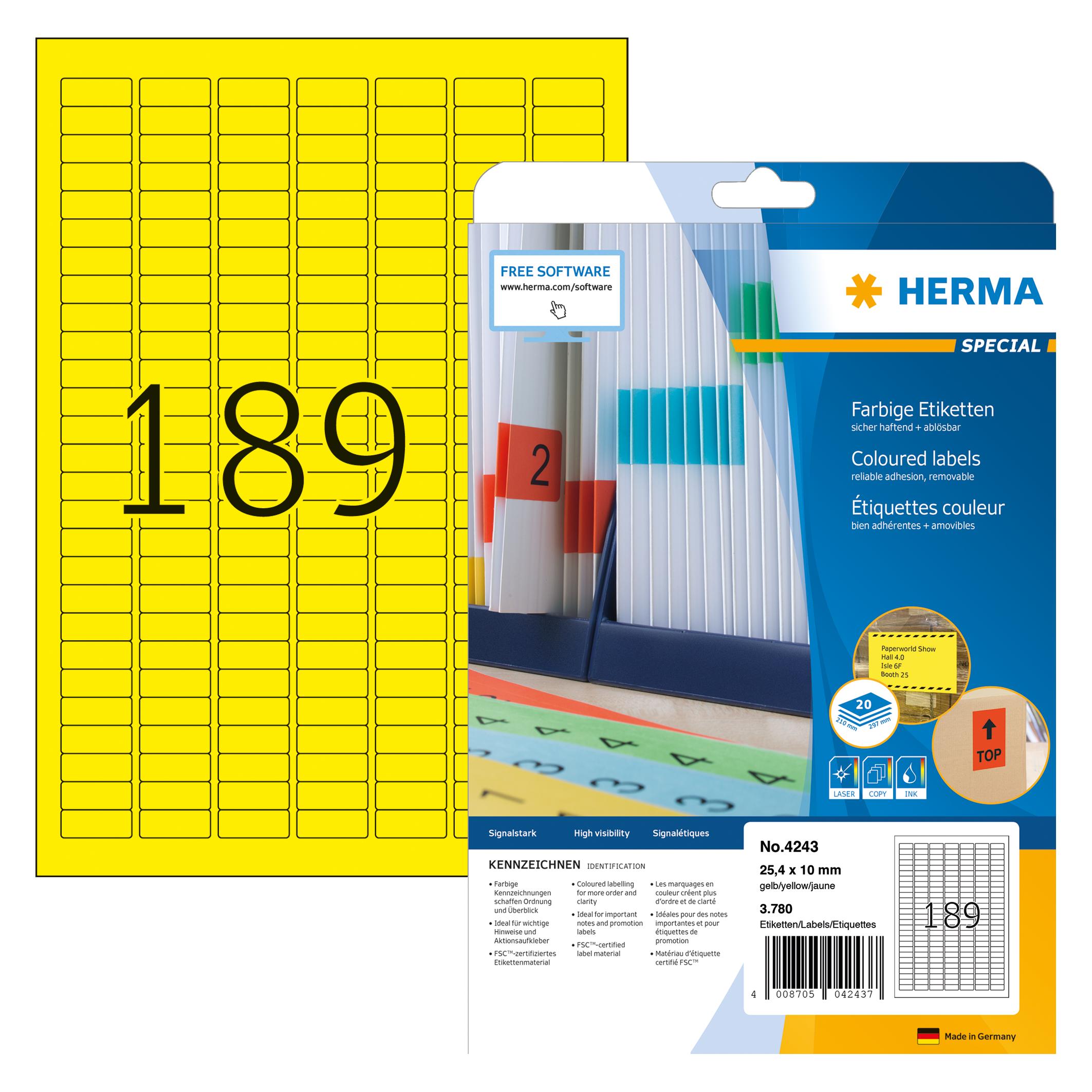 Herma Farbige Etiketten A4 ablösbar (4243)