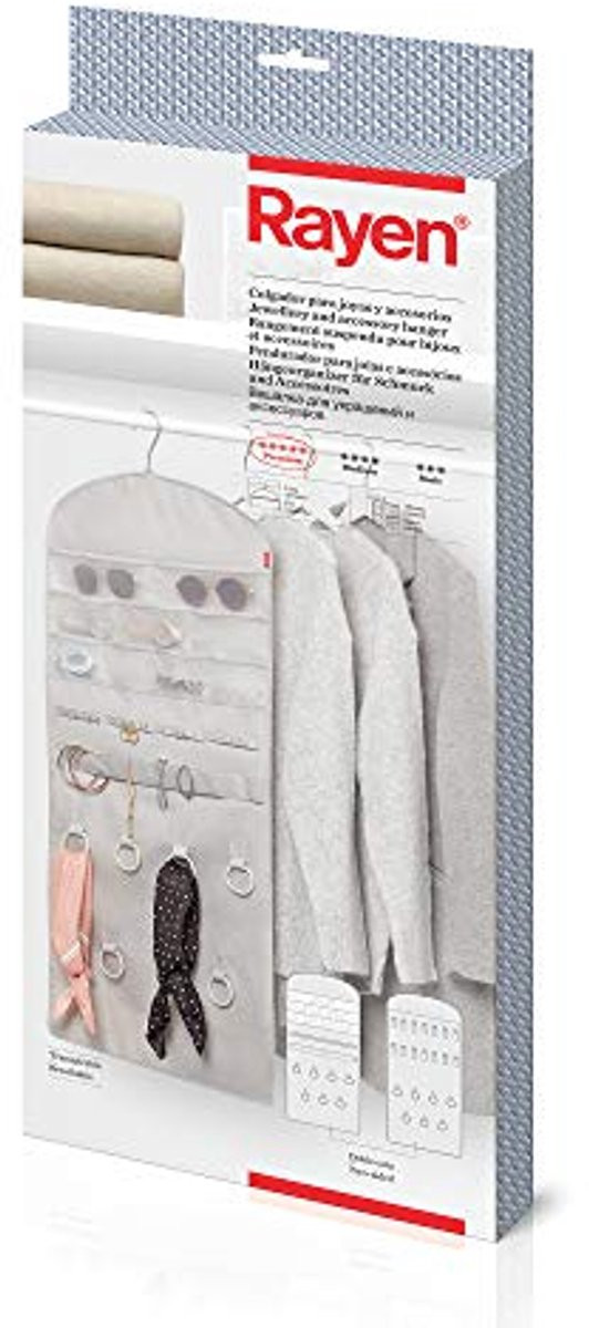 Haken voor sieraden en accessoires in grijs polyester, 45 x 90 cm