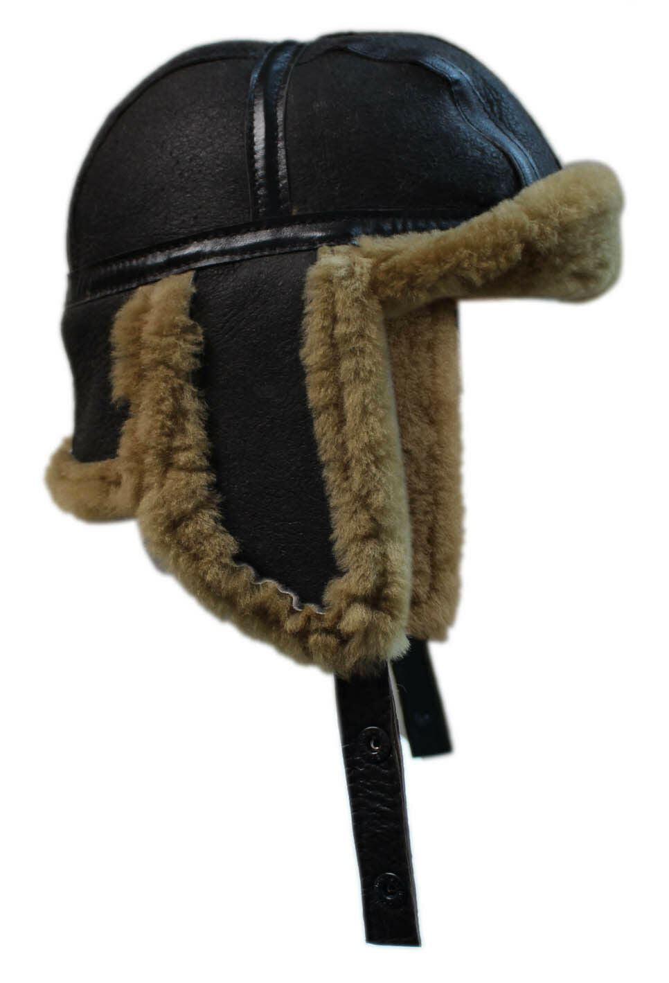 Herren RAF Aviator Schaffell B-55 Trappermütze