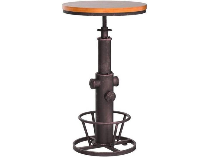 Bartisch Vintage Hydrant Design höhenverstellbar 97-112 cm, Braun, Holz, 60.2x112.8x60.2 cm, Wohnzimmer, Wohnzimmertische, Beistelltische