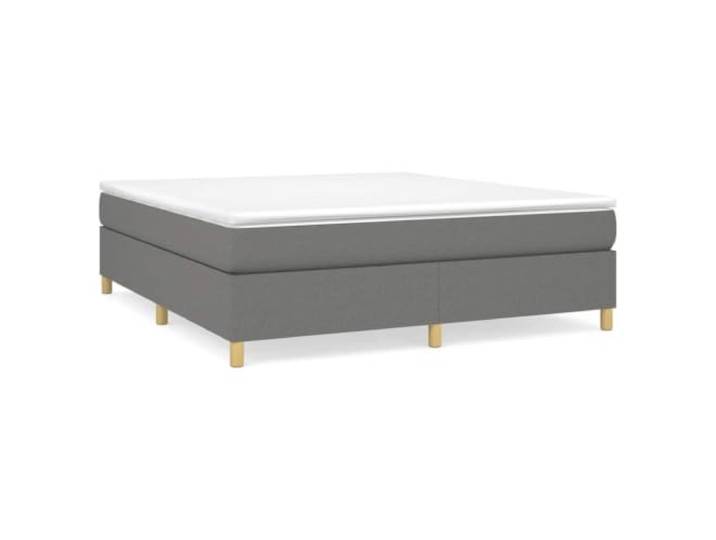 PUGYNBK Boxspringbett mit Matratze, Stoff, dunkelgrau, 160 x 200 cm Gefederte Federn, mittlere Festigkeit, Holzlatten, atmungsaktiver Schutz