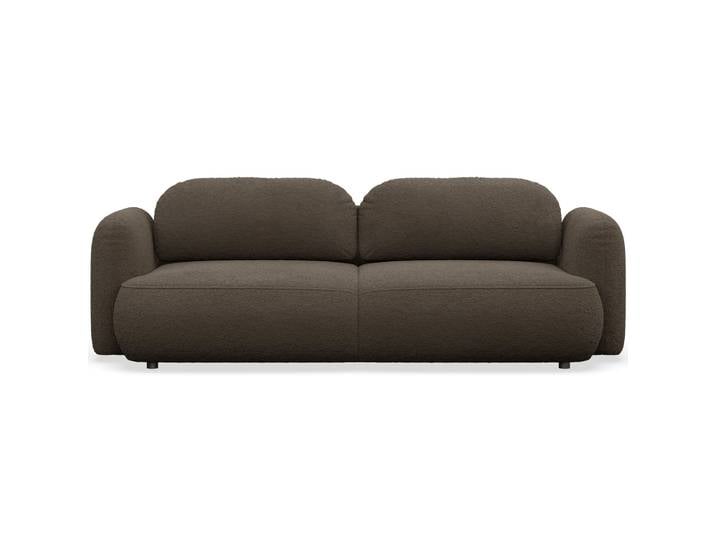 Dreisitziges ausklappbares Sofa Tvoya in braunem Bouclé