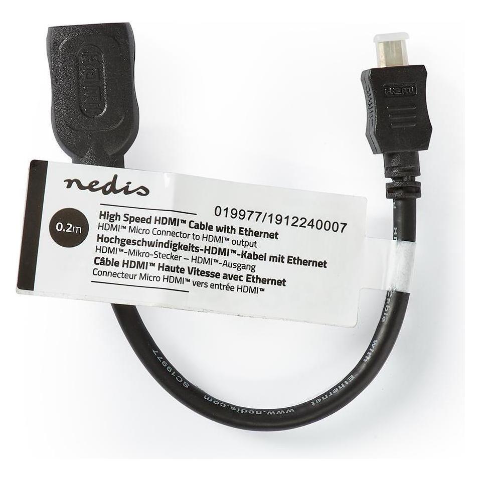 Nedis Dieses Hochgeschwindigkeits-HDMI-Kabel mit Ethernet von eignet sich für die Vernetzung von (0.20 m) (CVGT34790BK02)