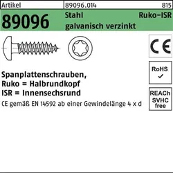 Spanplattenschraube R 89096 HAKO ISR 6x80-T30 Stahl galv.verz. 200St.