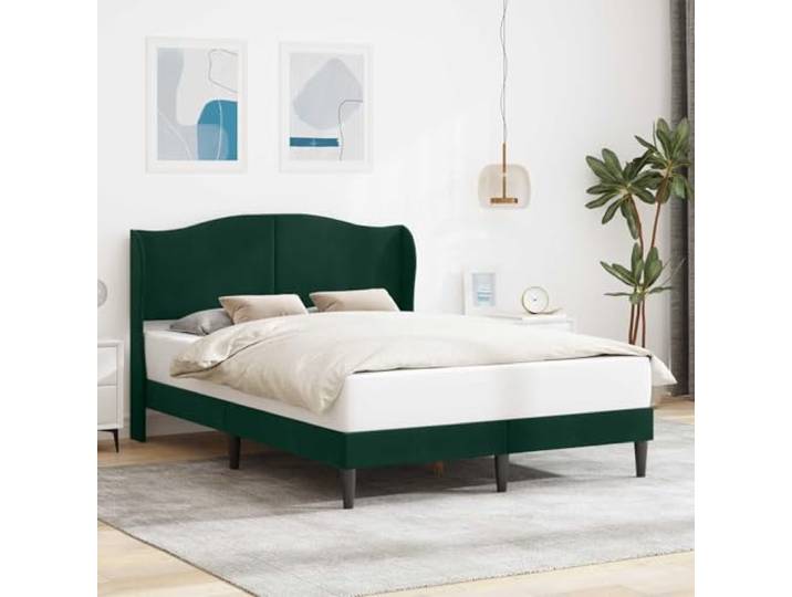RJPLMFV Bettgestell, Velours, Dunkelgrün, 160 x 200 cm Basis mit Latten, schwarze Füße, modernes Design, einfache Reinigung