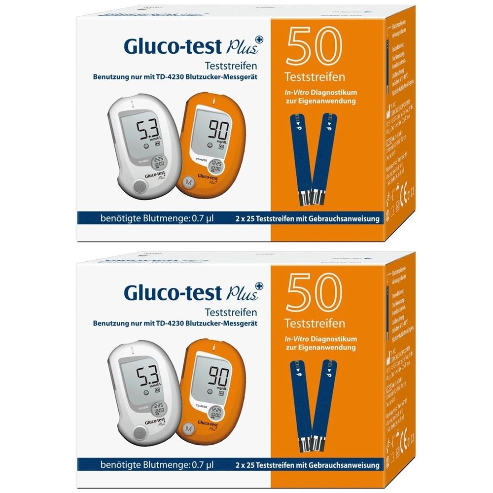 Gluco Test Plus Blutzuckerteststreifen 2x 2x50 St Teststreifen