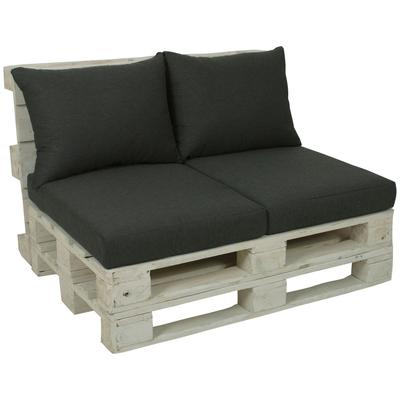 Palettenkissen GO-DE, grau (anthrazit, unifarben), B:60cm L:80cm, Polyester, Dekokissen_Sitzkissen_Kissenhüllen, 60x80 cm, 12 cm gepolstert, 2 Sitz- und 2 Rückenkissen für 1 Palette