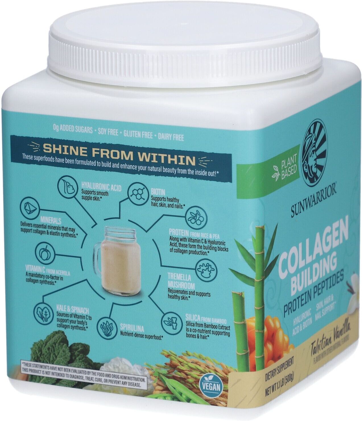 SUNWARRIOR Collagen Building Protein Peptides Tahitian Vanilla 500 g Pulver