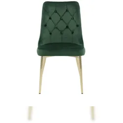 Ebuy24 VelvetDeluxe Esszimmerstuhl Velour grün, Messing dekor. 2er Set