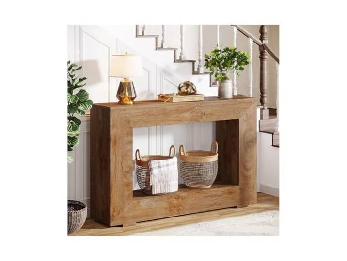 DFHS46JK Schmaler Tisch Konsolentisch mit Stauraum, Flur-Akzenttisch für kleine Räume(Light Brown)