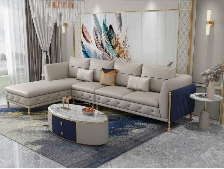 Xlmoebel Ecksofa Elegantes Ecksofa in hochwertiger Lederausführung für Wohnräume, Ecksofa, Hergestellt in Europa