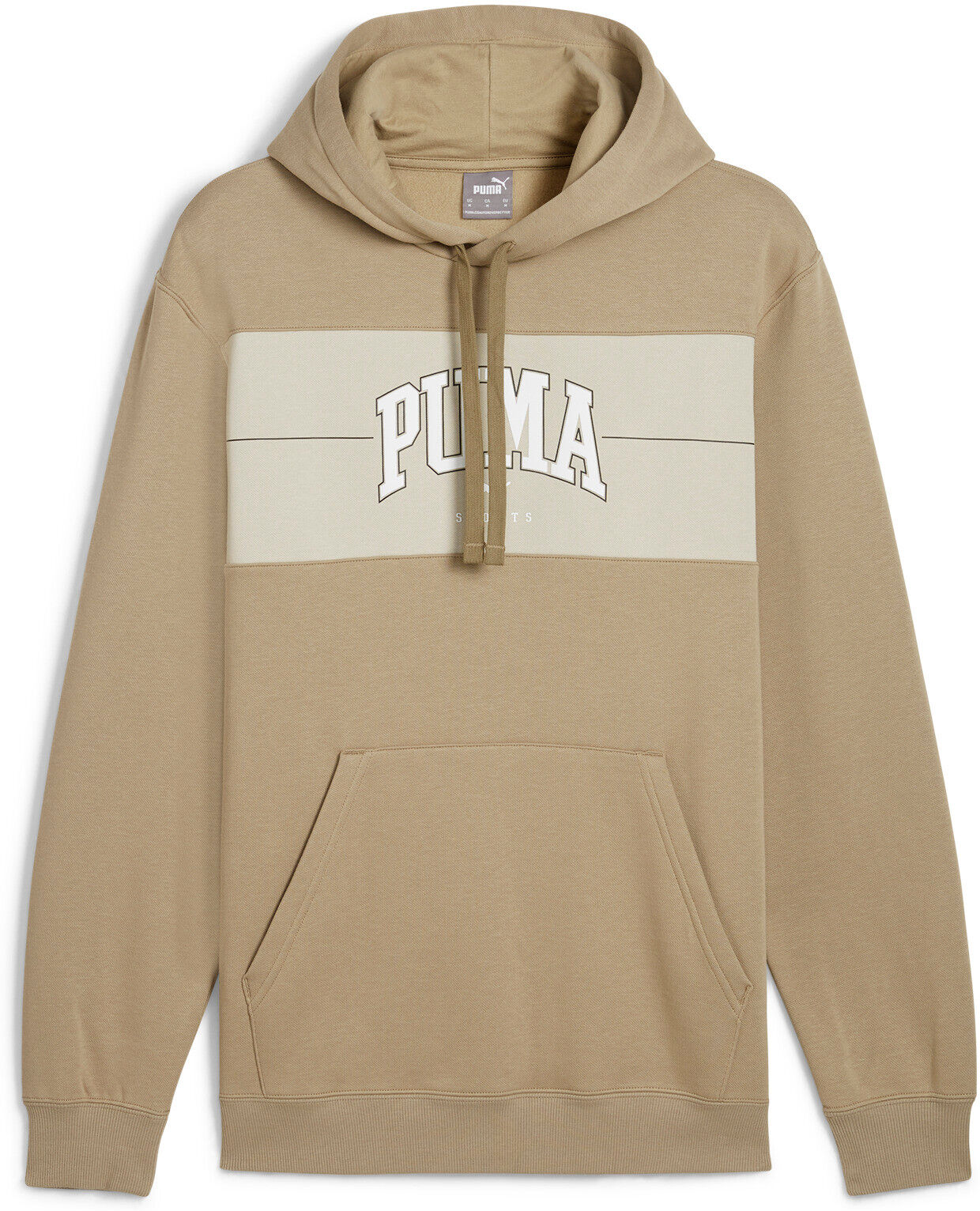 Kapuzensweatshirt PUMA "SQUAD HOODIE FL", Herren, Gr. M, braun (oak branch), Fleece, Obermaterial: 66% Baumwolle, 34% Polyester, bedruckt, regular fit normal, angesetztes Bündchen, Sweatshirts Kapuzensweatshirt, mit auffälligem Grafikdruck, mit Kängurutas