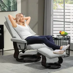 RELAXSESSEL mit Hocker, Drehbar Fernsehsessel mit Liegefunktion Samtoptik